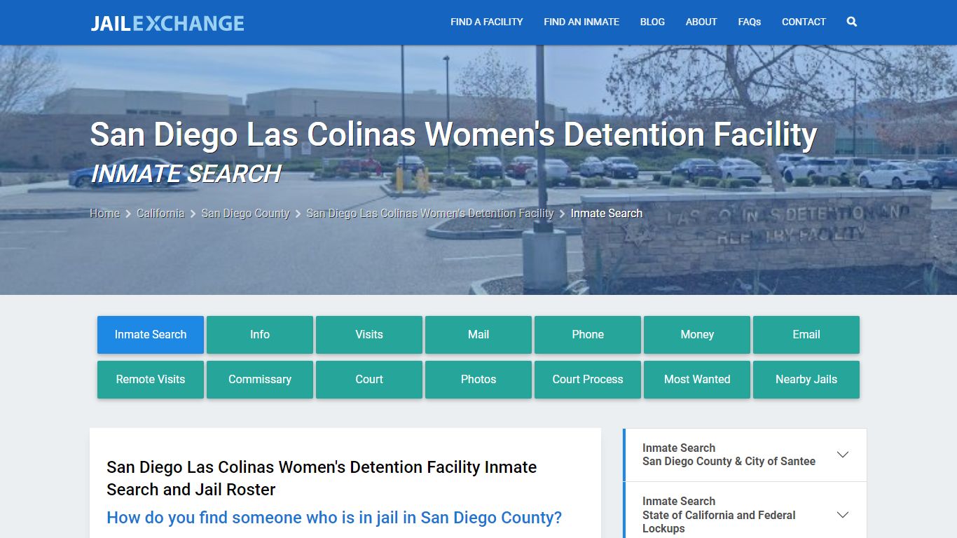 San Diego Las Colinas Women's Detention Facility Inmate Search